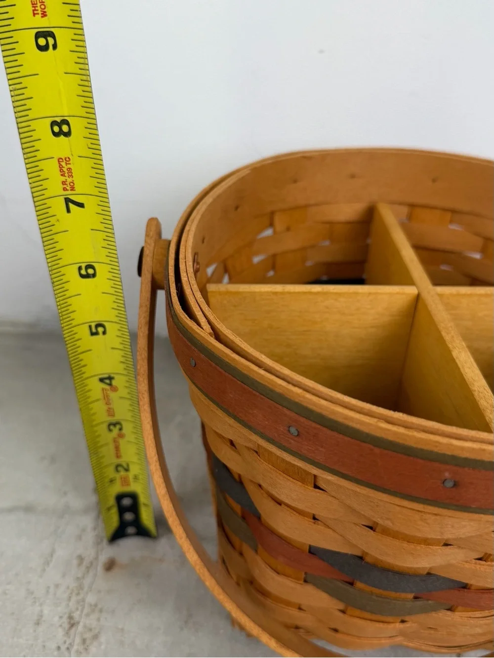 Vintage 1994 Longaberger Basket Wood Lid Divided Insert Handwoven Ohio USA